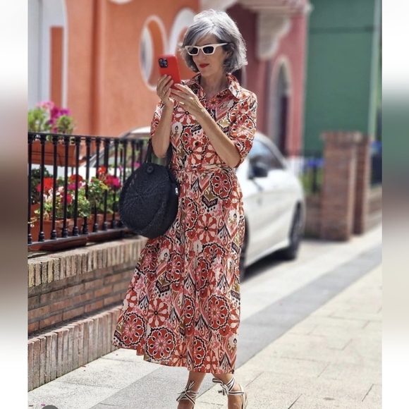 ❌️SOLD❌️ZARA PRINTED BELTED DRESS SIZE L - Picture 2 of 13